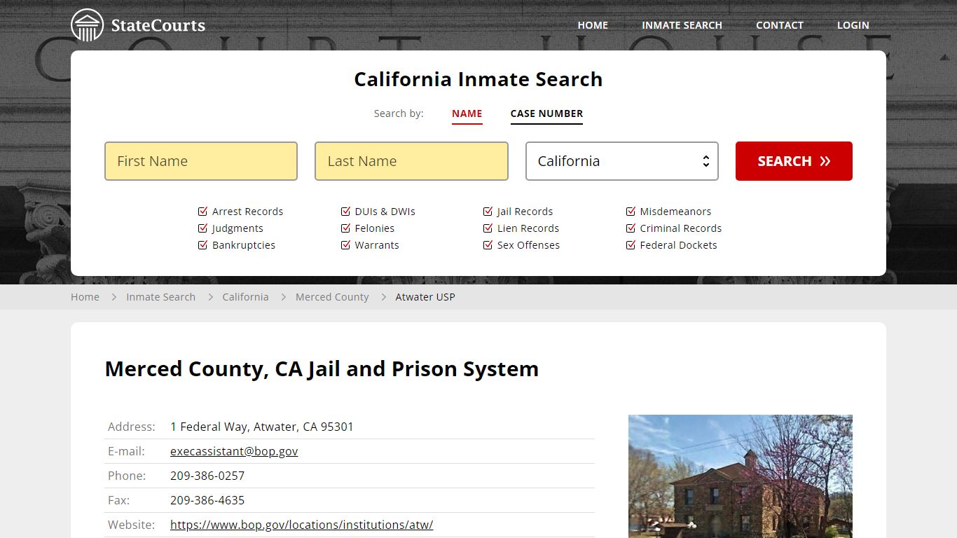 Atwater USP Inmate Records Search, California - StateCourts